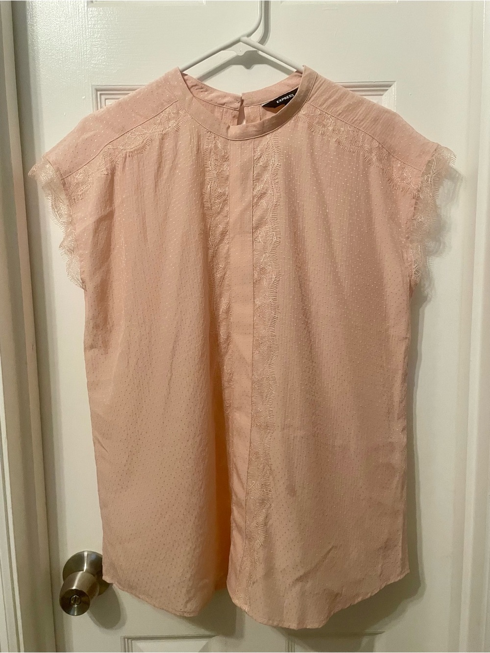 Express Blush Pink Lace Sleeve Cap-Sleeve Blouse